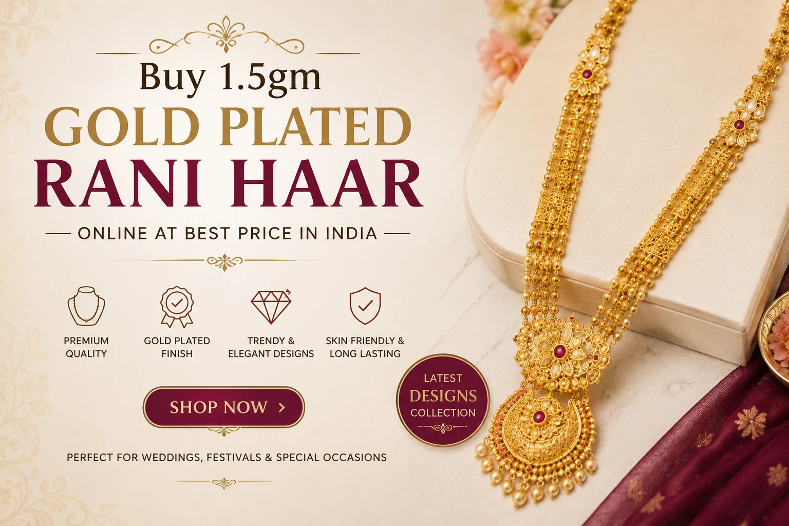Buy 1.5gm Gold Plated Rani Haar Online at Best Price in India