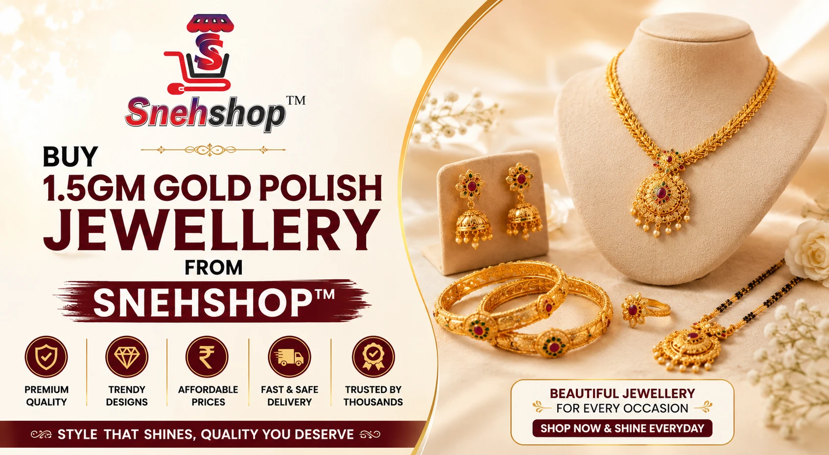 Buy 1.5gm Gold Polish Jewellery from Snehshop™