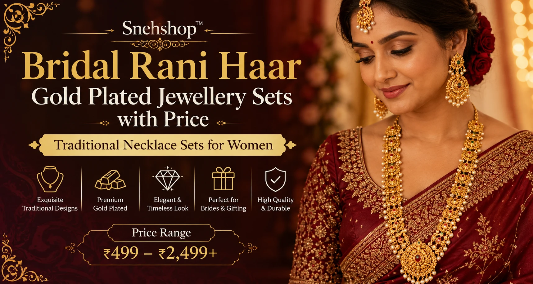 Bridal Rani Haar Gold Plated Jewellery Sets with Price – Traditional Necklace Sets for Women