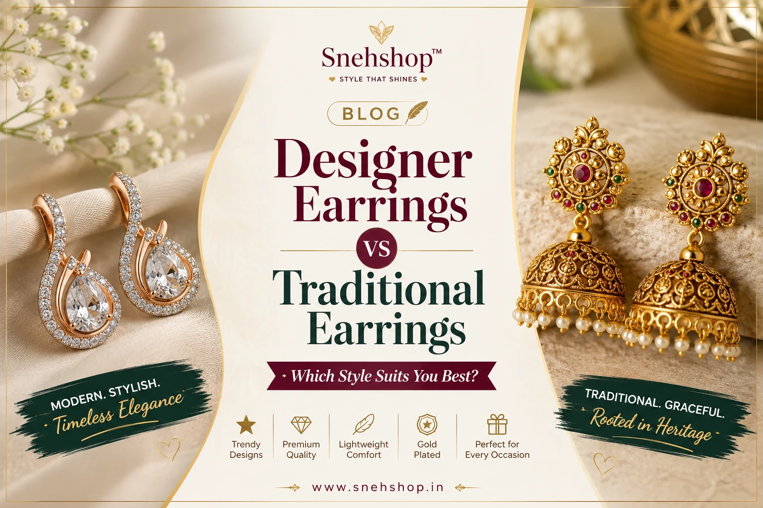Designer Earrings vs Traditional Earrings: Which Style Suits You Best?